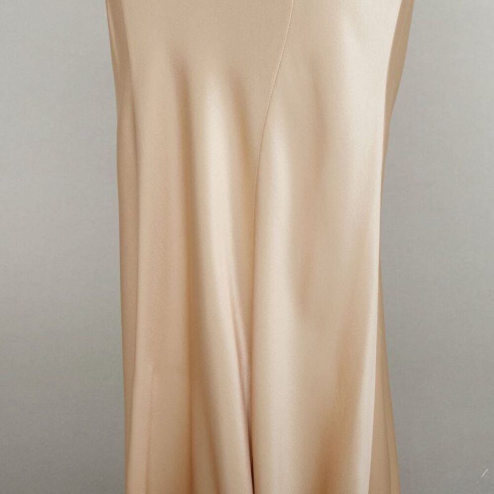 SAINT LAURENT 2024 rose champagne satin plunge contour panel slip gown FR36 S - Picture 7 of 10